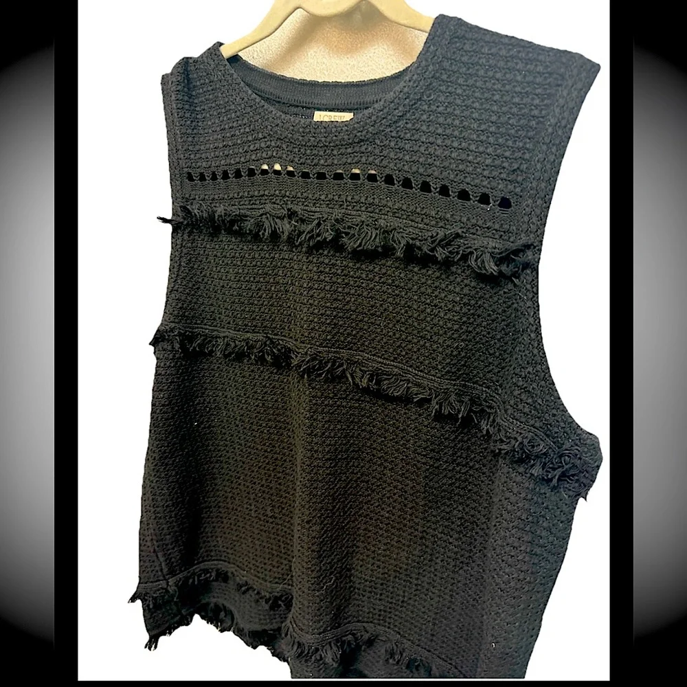 J. Crew Crochet Fringe‎ Sweater Tank Top Women XXL Office Contemporary Evening